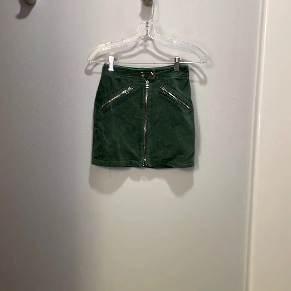 Lulus woman’s corduroy mini green skirt